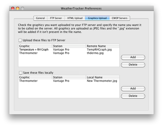 Graphics Upload Preferences